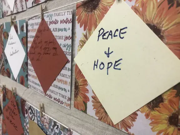 sign that says peace and hope